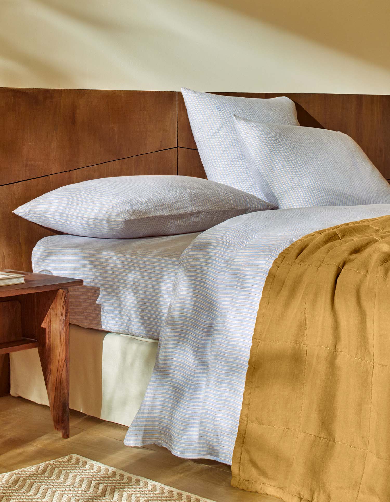 Couvre-lit matelassé en lin lavé - Jaune