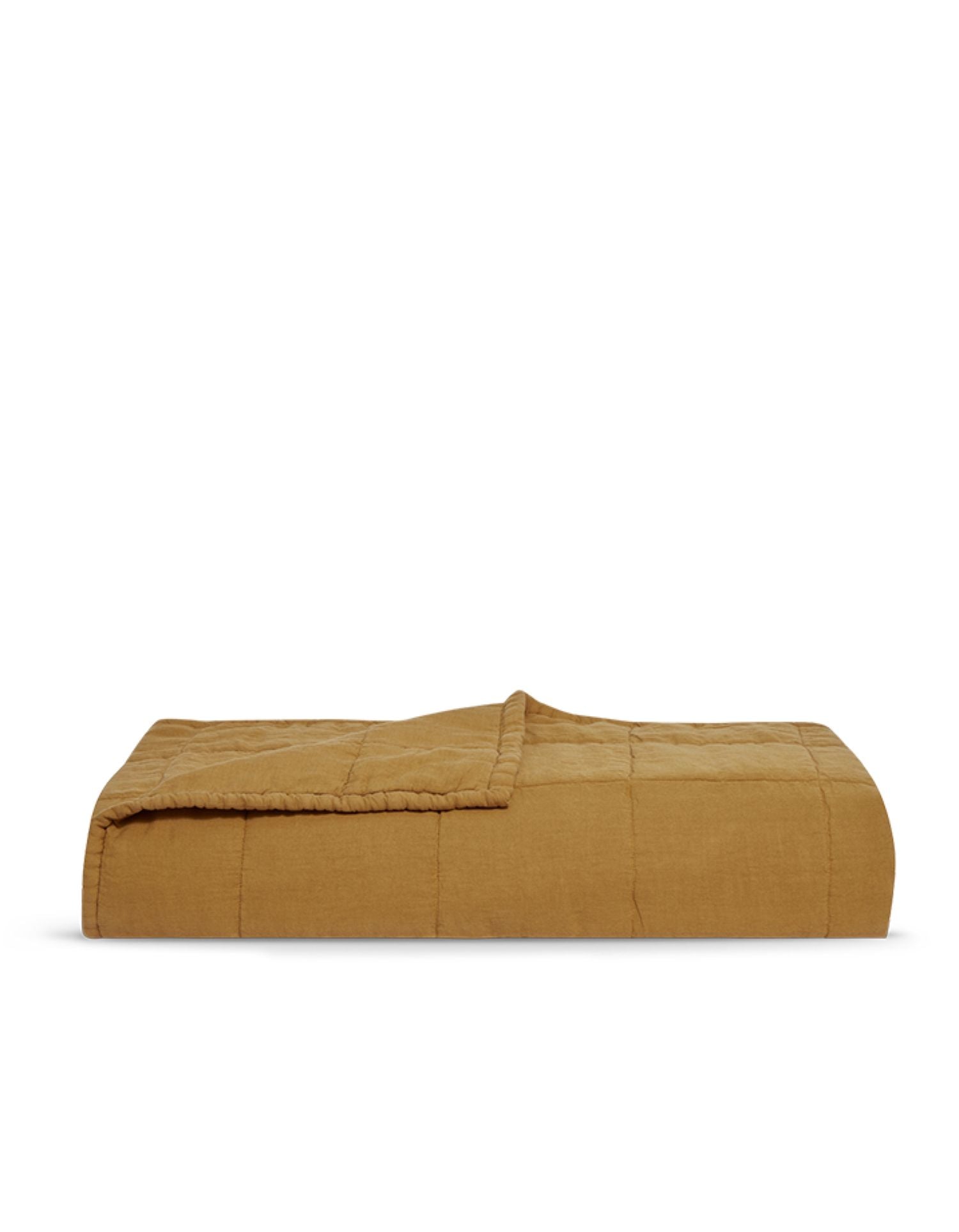 Couvre-lit matelassé en lin lavé - Jaune