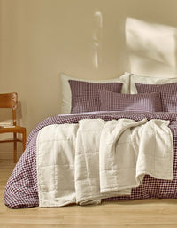 Quilted bedspread in washed linen - Natural