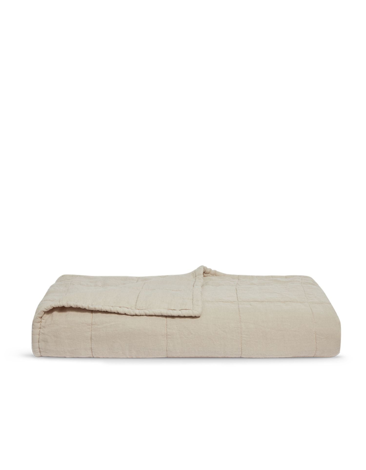 Quilted bedspread in washed linen - Natural