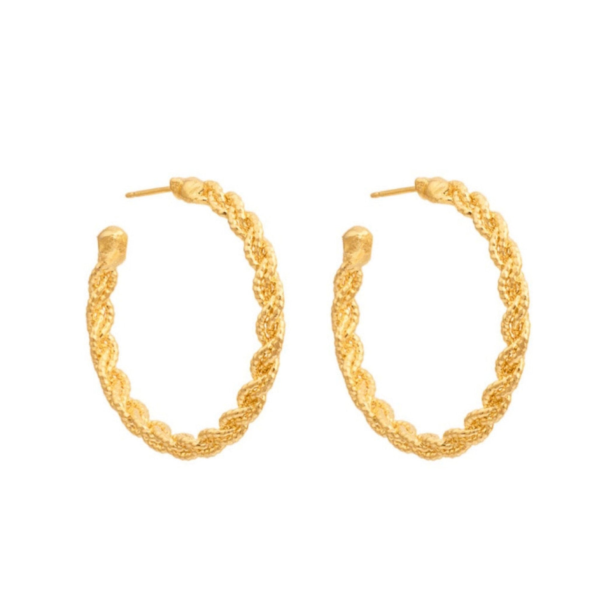 Braided hoop earrings in fine gold - Golden