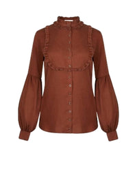 Chemise Craft à détails volants - Chocolate