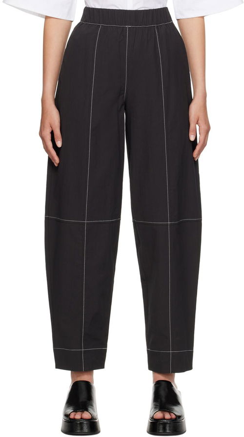 Pantalon ample de coton en crêpe - Black