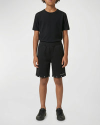 Short à taille élastiquée en coton - Black