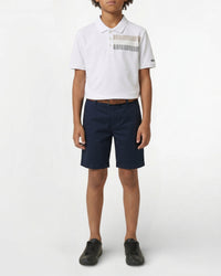 Short-sleeved polo shirt with cotton logo - White