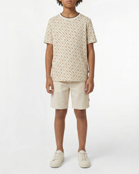 Short-sleeved T-shirt with cotton logo - Vanilla