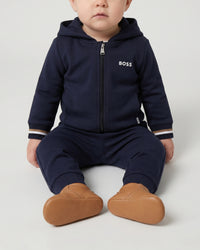 Ensemble cardigan pantalon avec logo en coton - Bleu Cargo