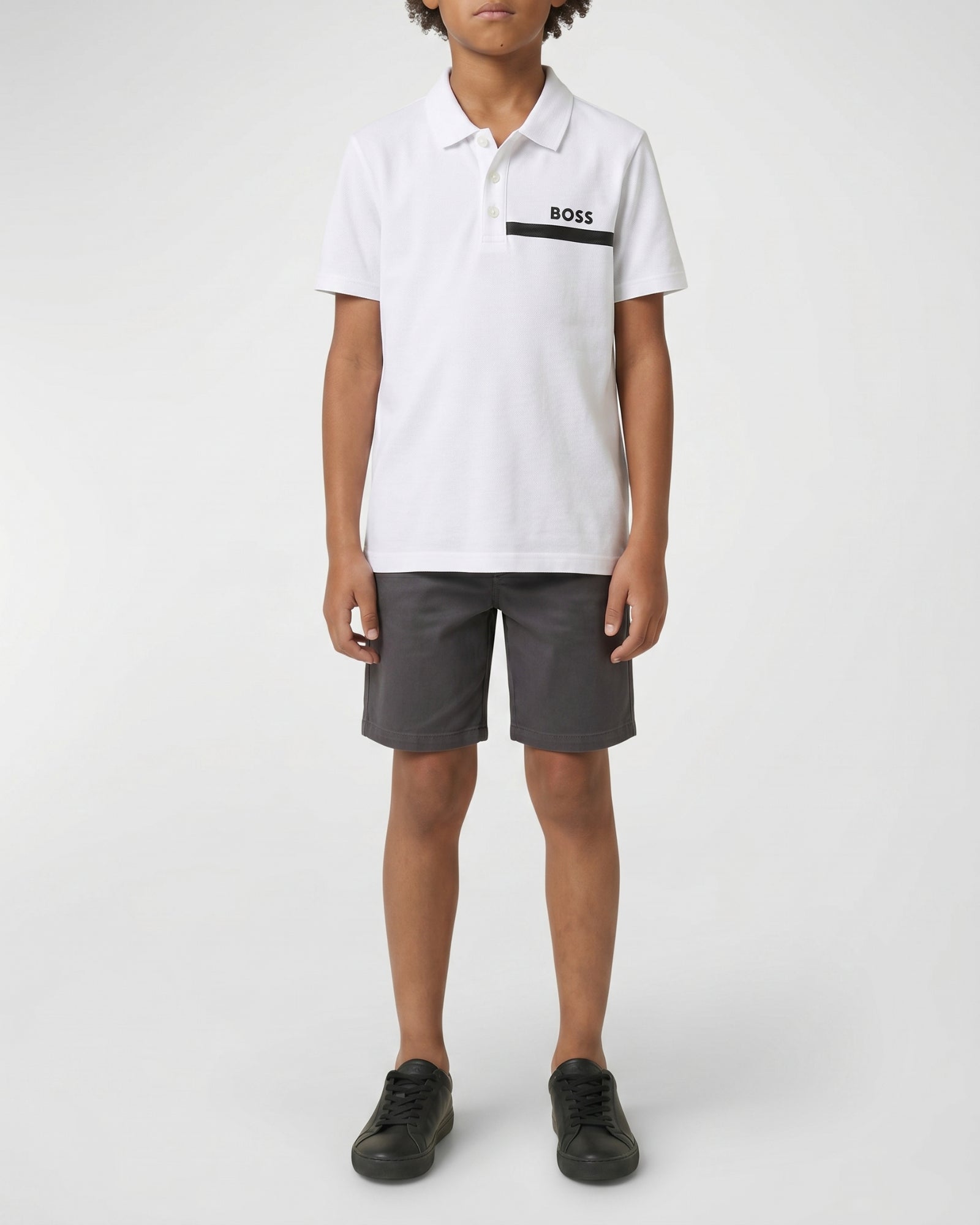Short-sleeved cotton polo shirt - White