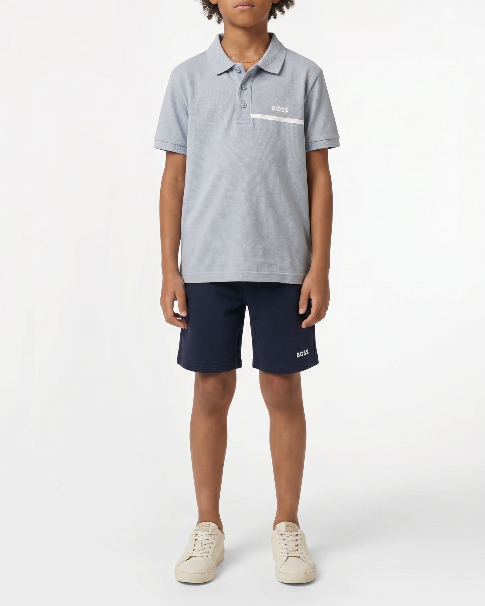 Cotton polo shirt and shorts set - Persian Blue