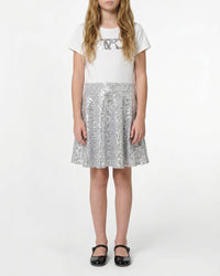 Two-material dress with sequins - Silver