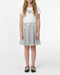 Robe bi matière avec sequins - Silver