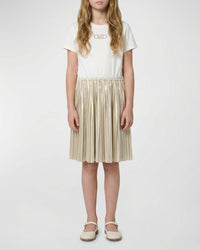Robe avec logo en coton - Écru Doré