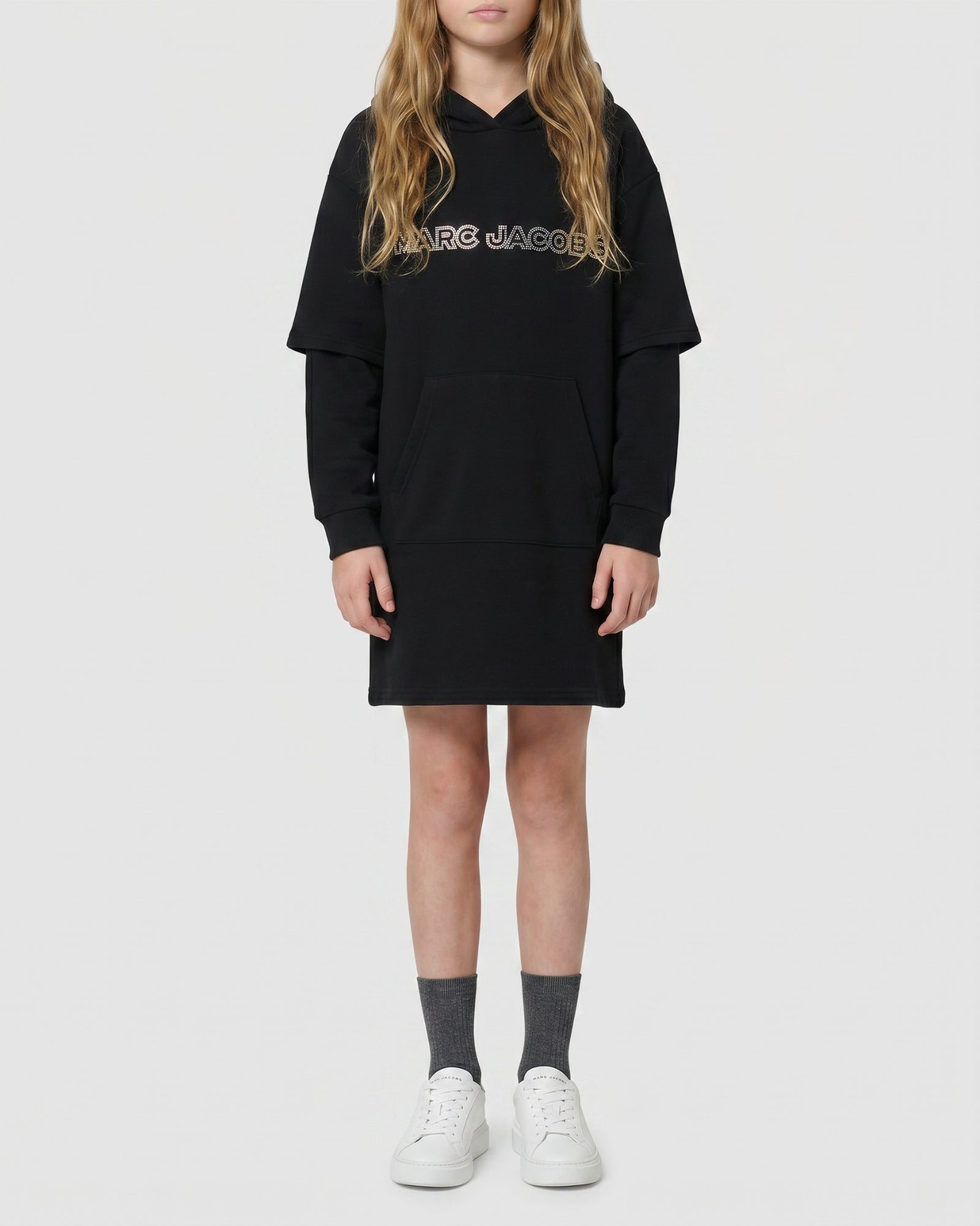 2 in 1 cotton hoodie dress - Black