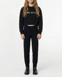 Sweatshirt à logo à strass en coton - Black