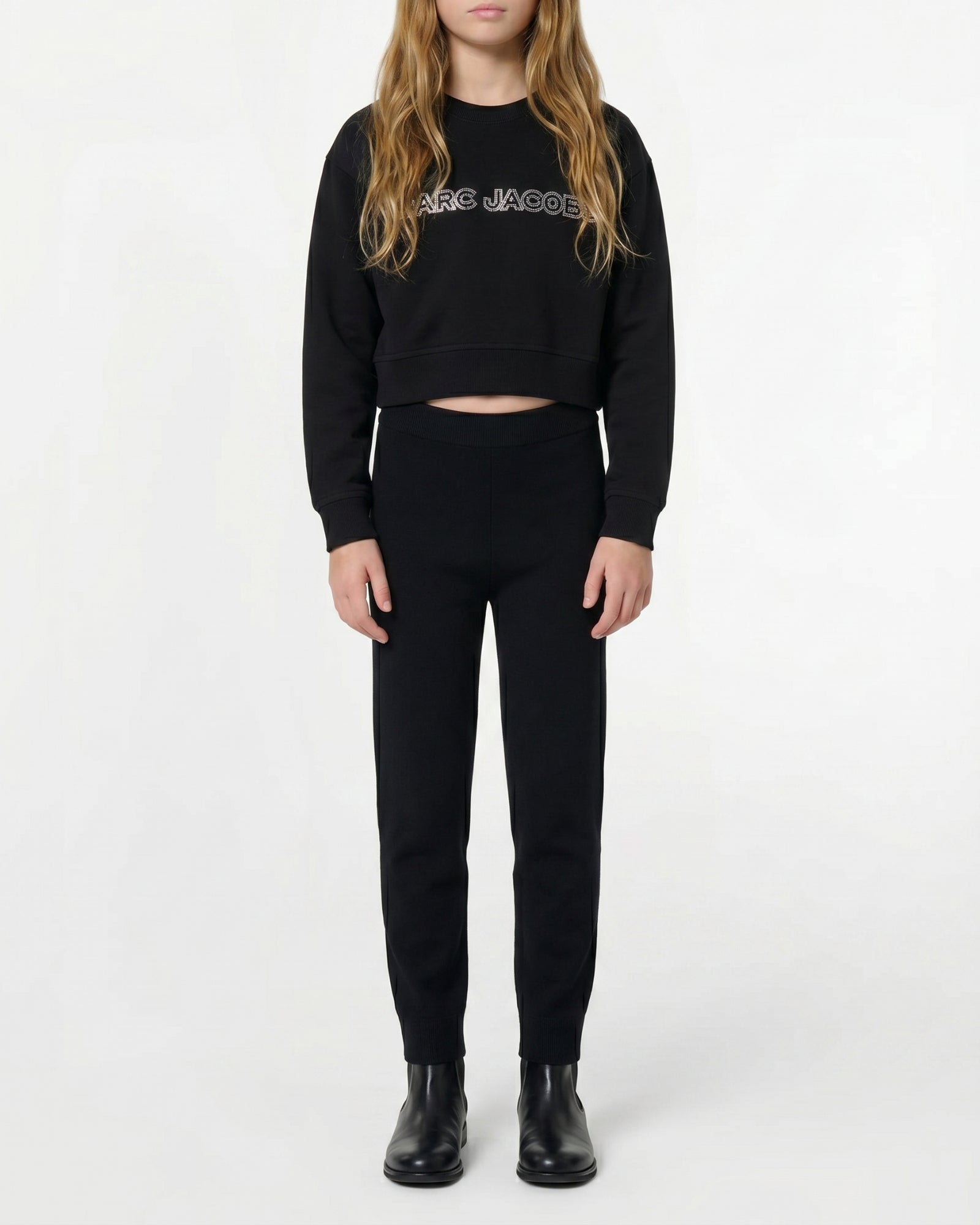 Sweatshirt à logo à strass en coton - Black