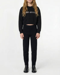 Sweatshirt à logo à strass en coton - Black
