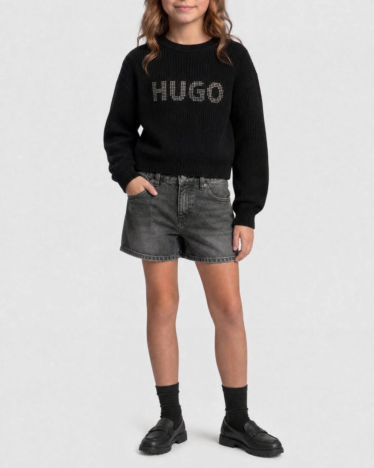 Pull court à logo clouté - Black