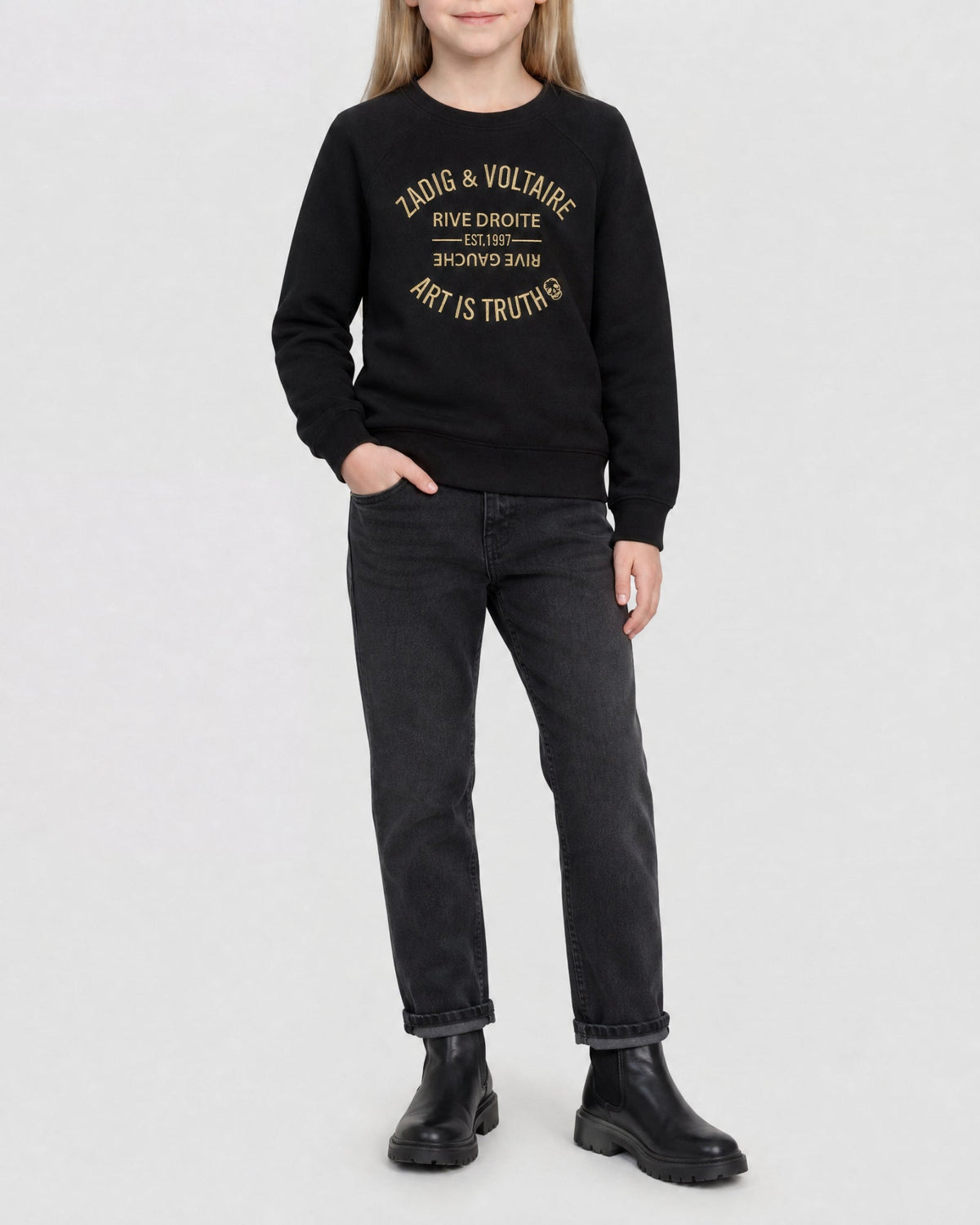 Sweat brodé en molleton - Black