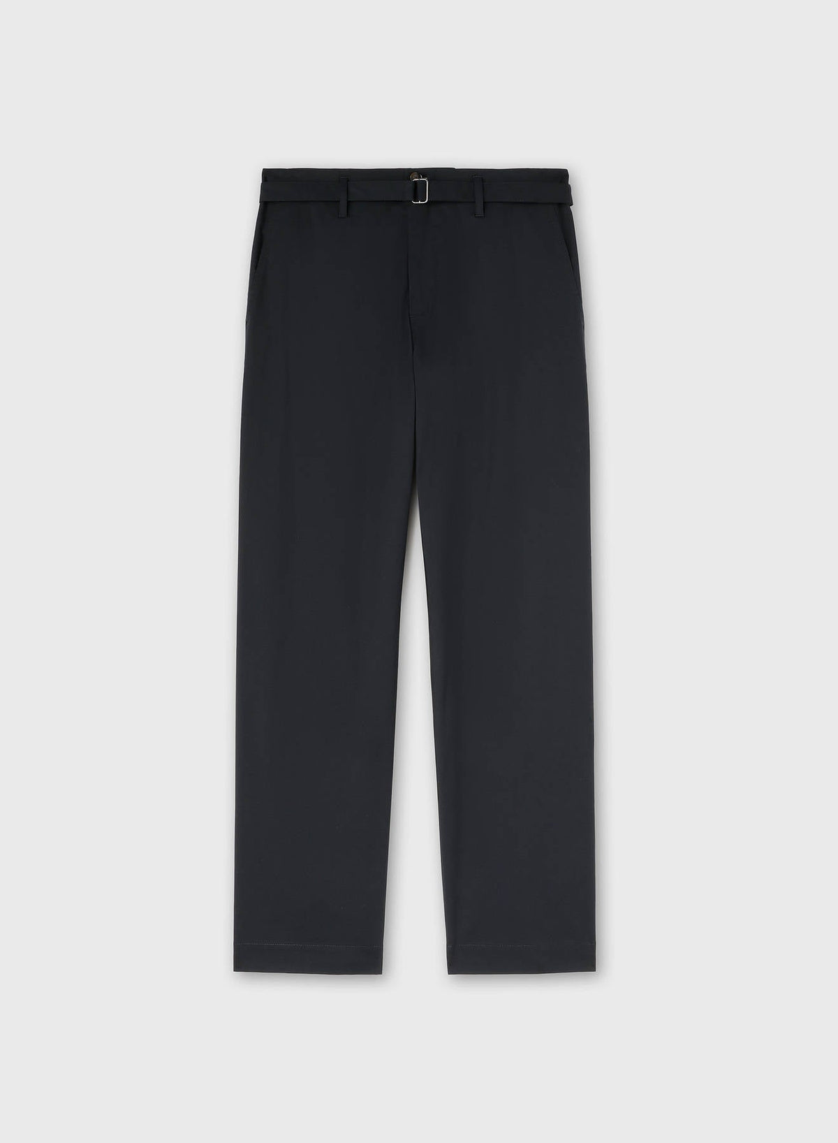 NAVY POPELINE COTTON STRETCH PANTS WITH EMBROIDERY