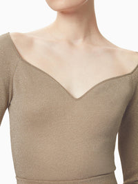 HAUT À COL ROULÉ EN LUREX - Beige Doré