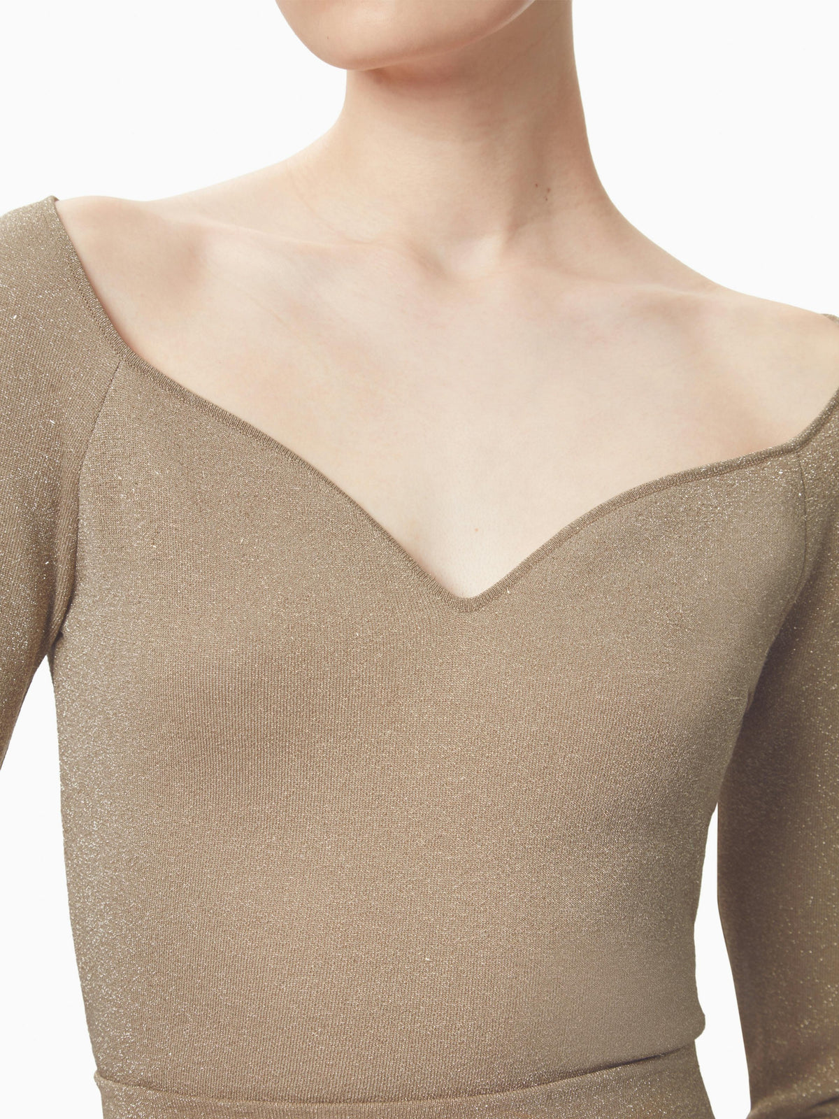 HAUT À COL ROULÉ EN LUREX - Beige Doré