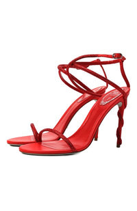 Sandales à talons Margot 105 à strass en satin - Rosso & Siam