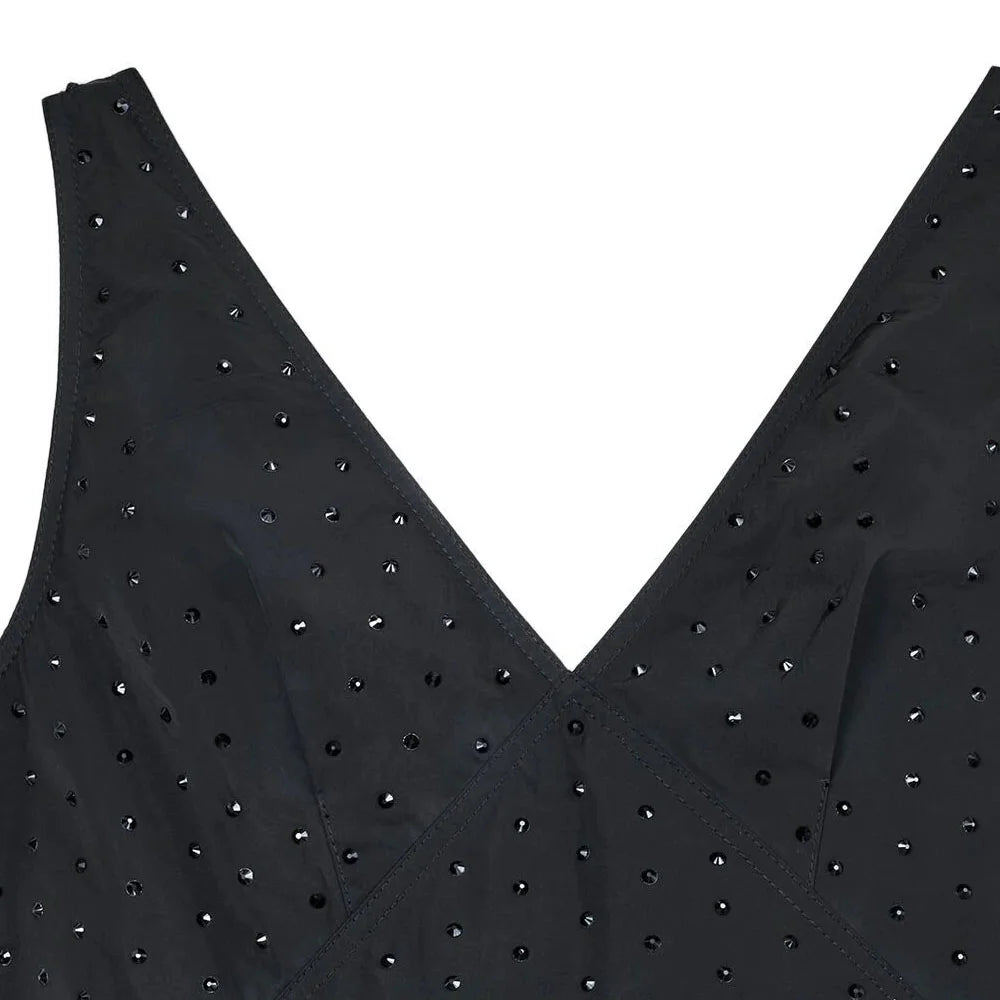 Robe à col V Astro Clear Crystal - Black Crystal