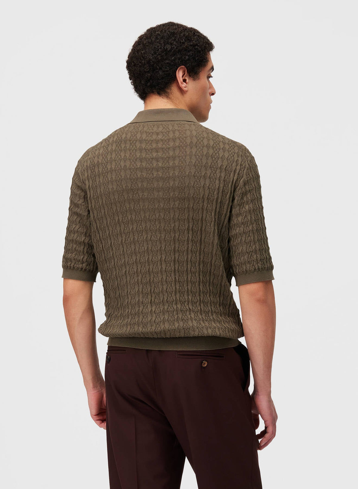 MILITARY GREEN MICRO ARGYLE POLO