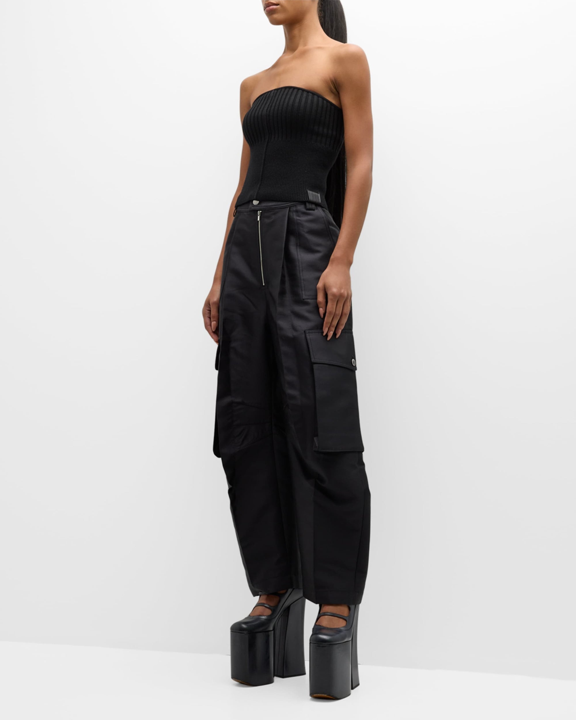 Bustier côtelé en laine - Black