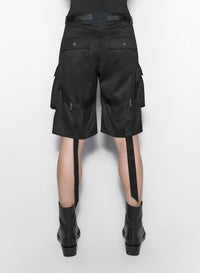 RAW BLUE / BLACK // raw blue bi-material denim shorts