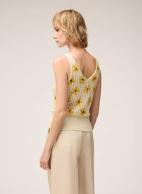 BUTTER PRINTED CASHMERE OPENWORK KNIT TOP