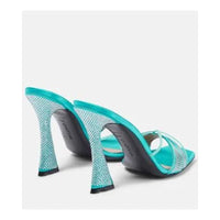 Lust 100 Mules - Crystal blue satin