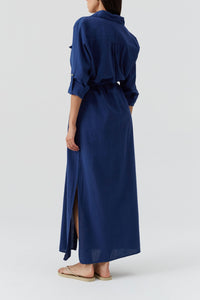 Robe Darcy à boutons - Marine