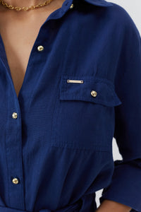Robe Darcy à boutons - Marine