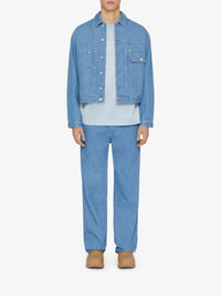 PLEATED AND SNAPPED DENIM JACKET