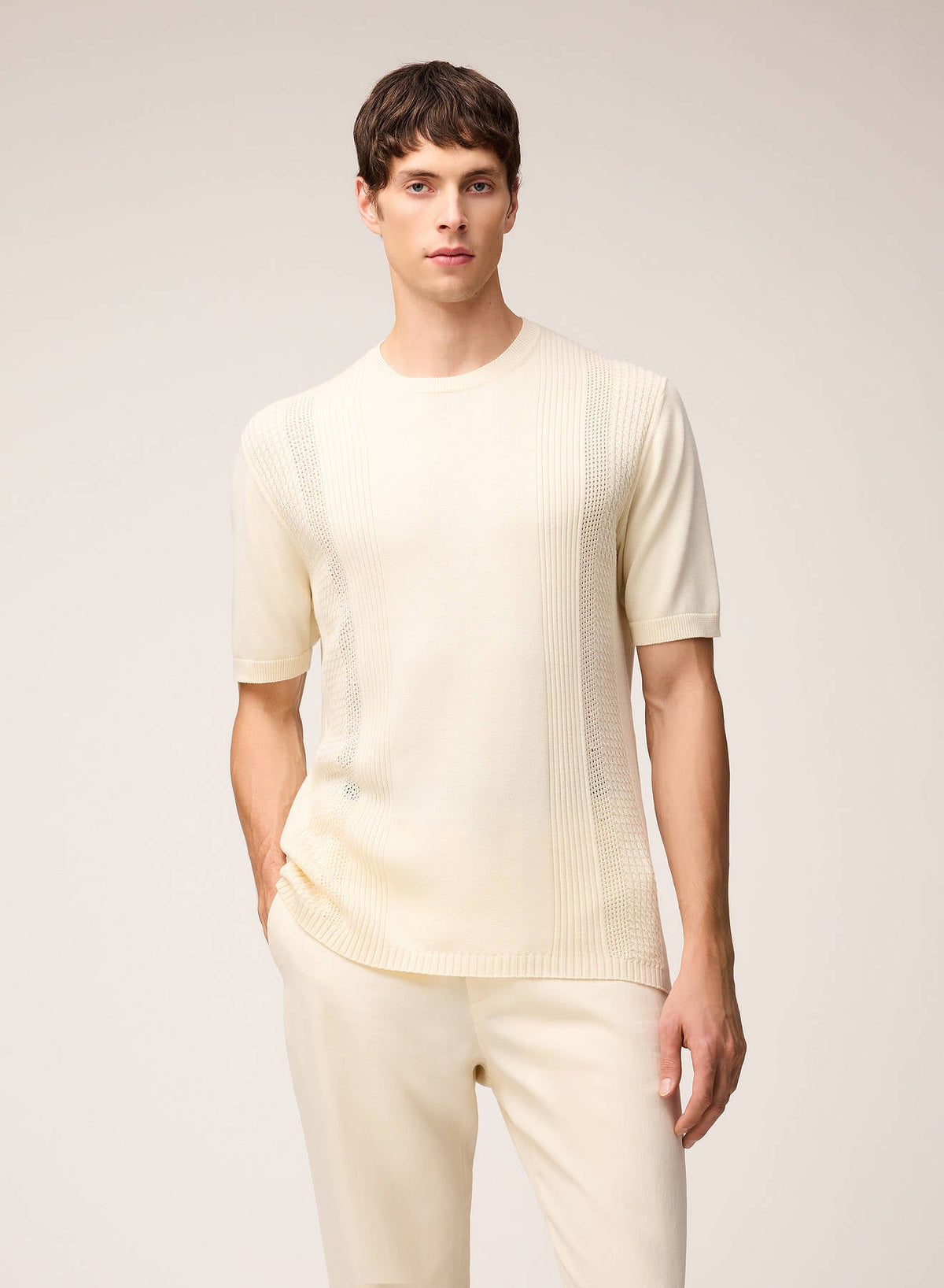 BUTTER MIX STITCHES KNIT T-SHIRT