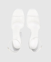 Sandales à plateforme Tatiana 130 en cuir verni - White