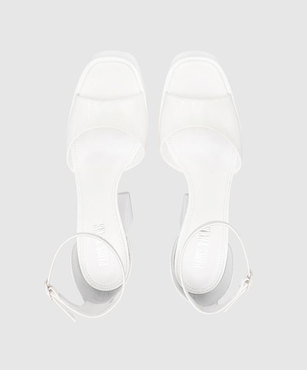 Sandales à plateforme Tatiana 130 en cuir verni - White