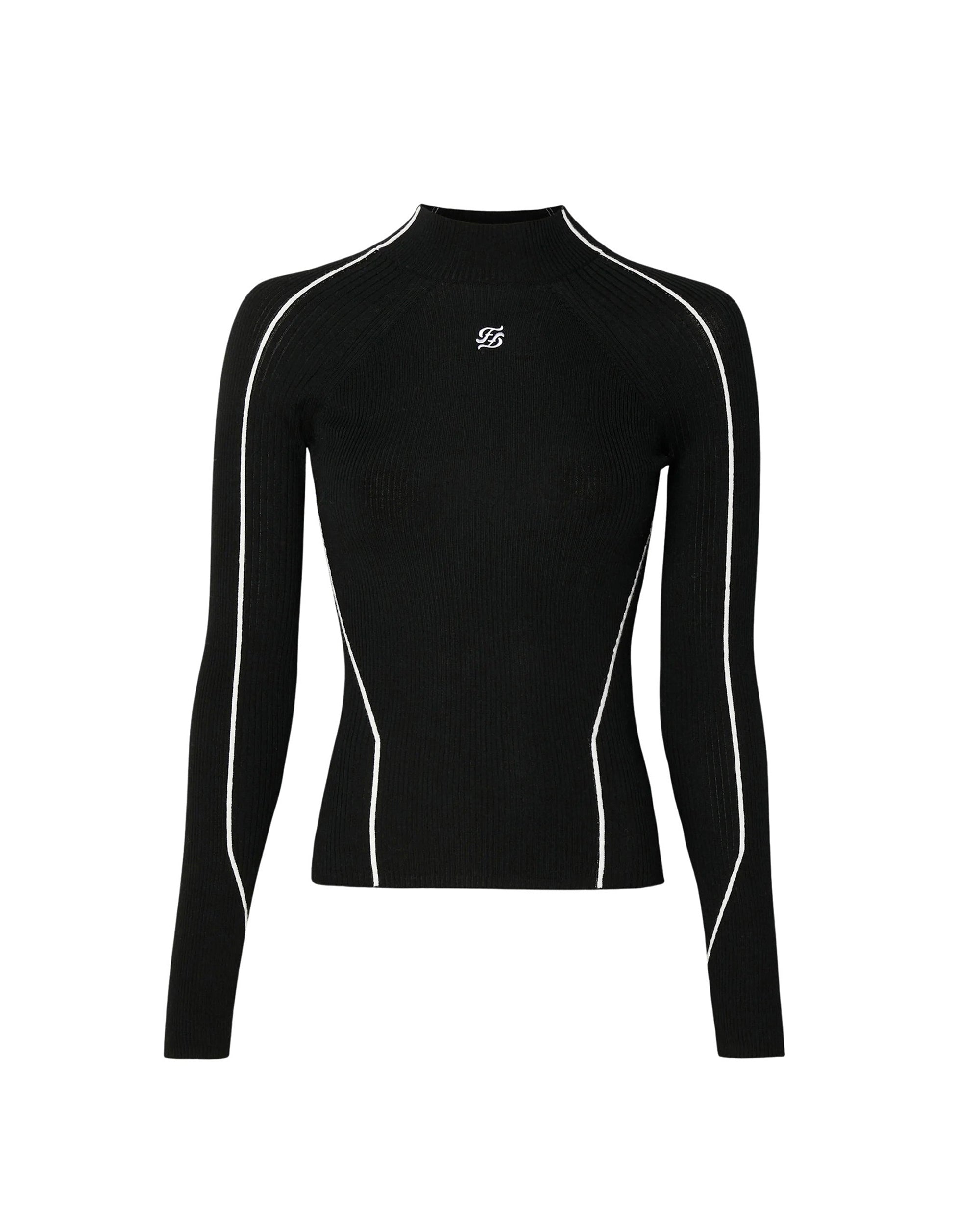 Pull à col montant en laine - Noir