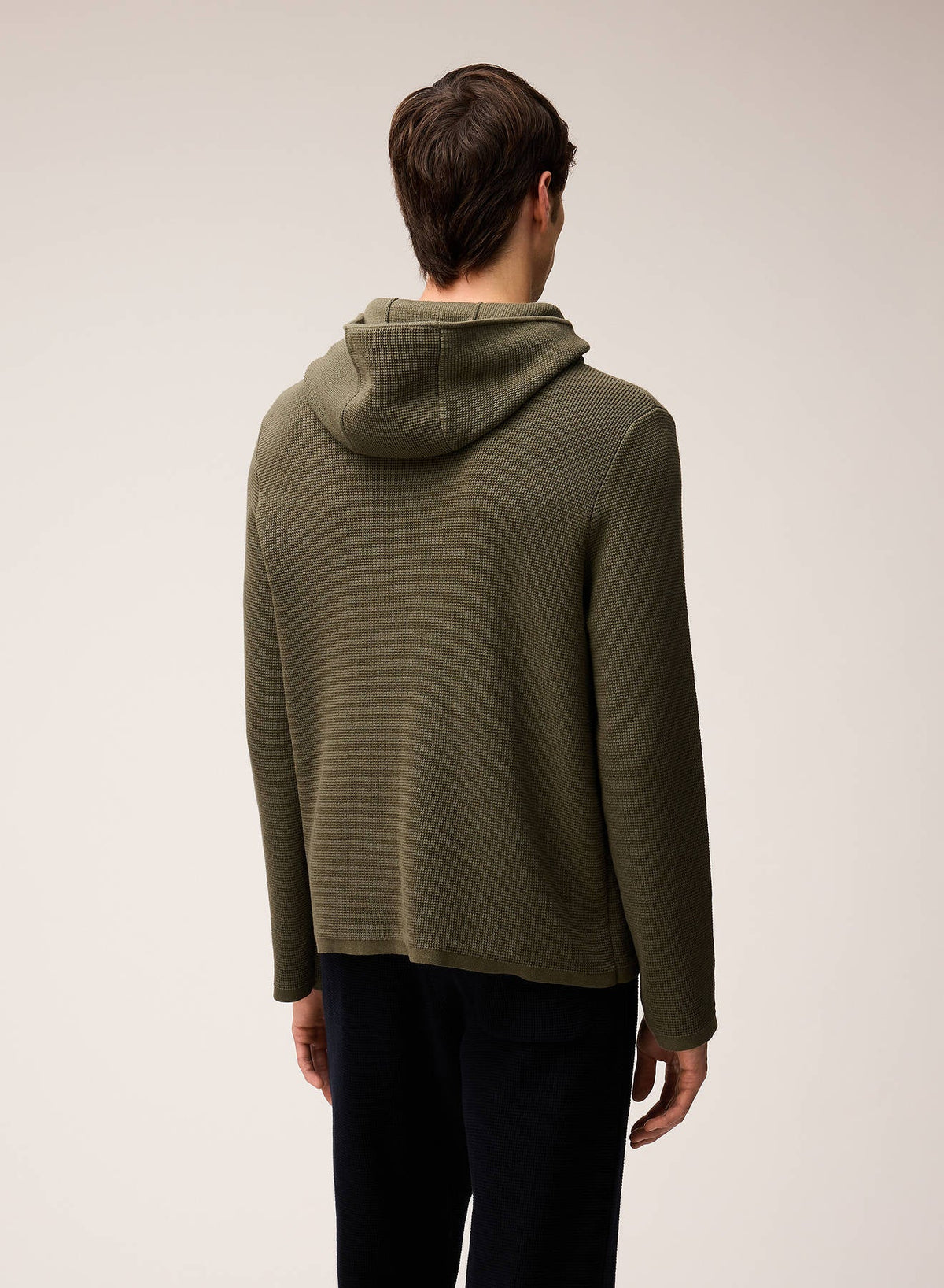 OLIVE GREEN KNIT ZIP UP HOODIE