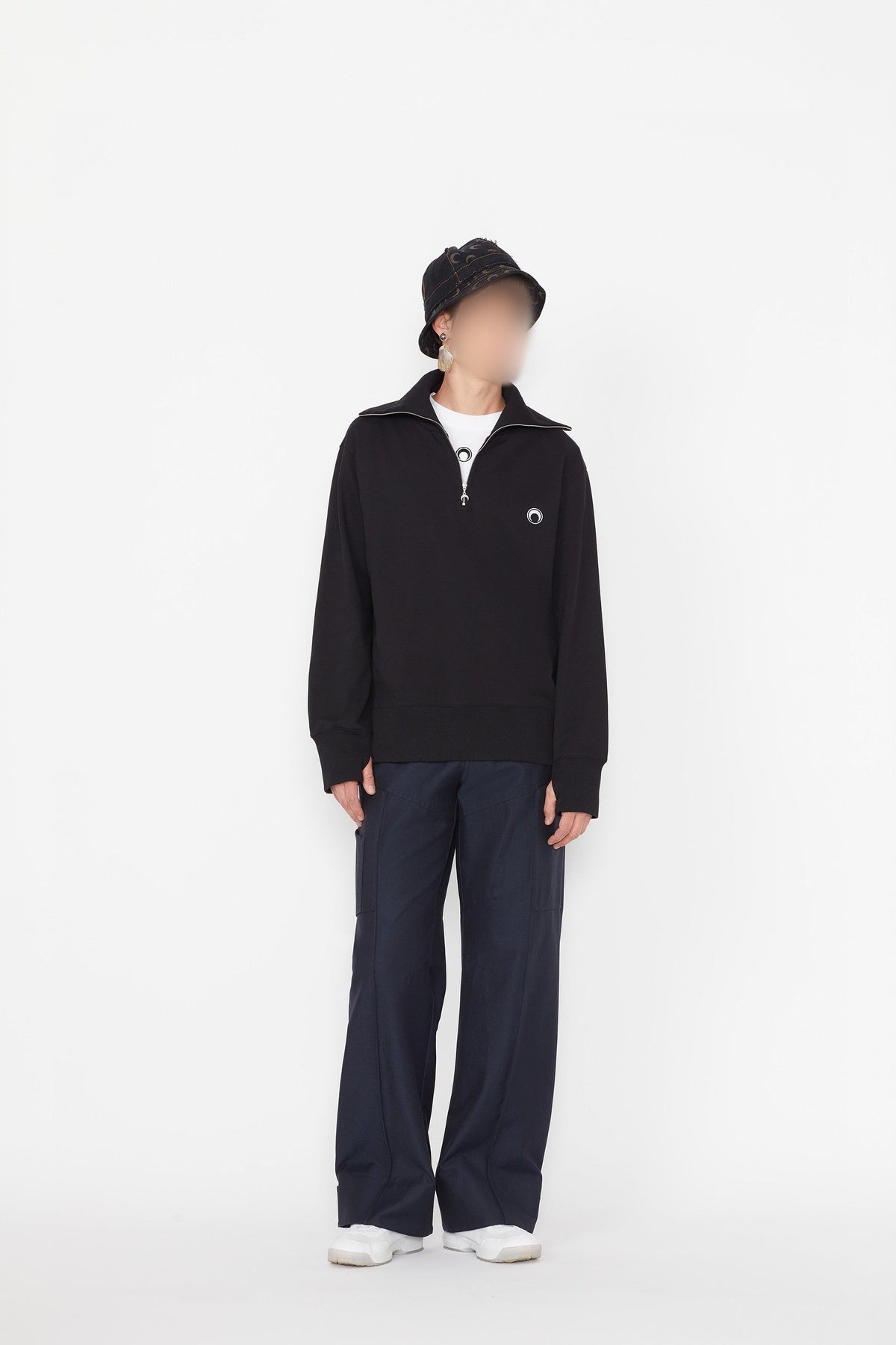 Bob à empiècements en denim Moon unisex - All Over Moon Black