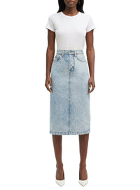Denim Midi Skirt - Blue