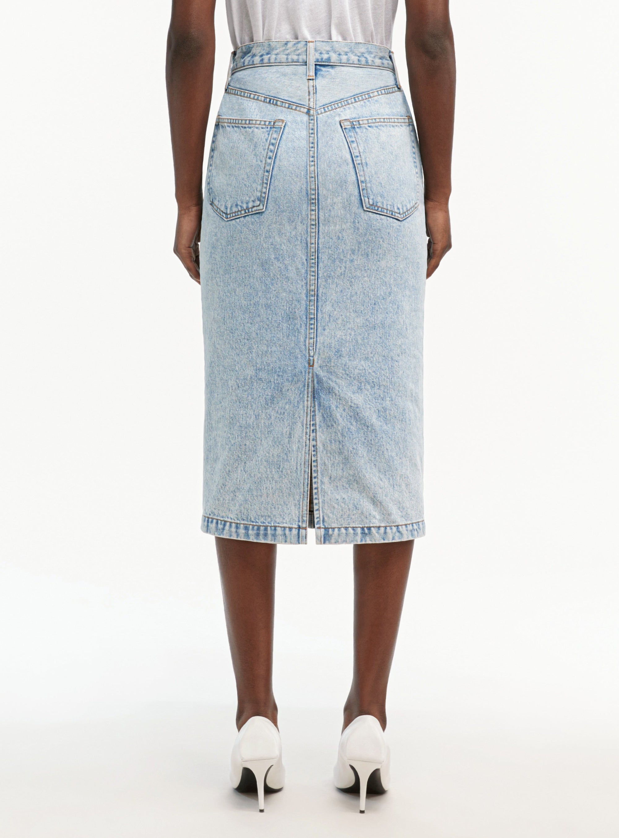 Denim Midi Skirt - Blue