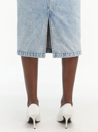 Denim Midi Skirt - Blue
