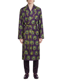 Silk peacock feather kimono - Violet
