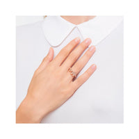 Double band bollecine ring in 9k rose gold and 925 silver - Pink & Silver