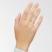 18k yellow gold moon ring with 16 white diamonds big model - Gold & White