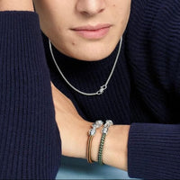 Nodo bracelet with silver clasp and green bold cotton cord - Silver