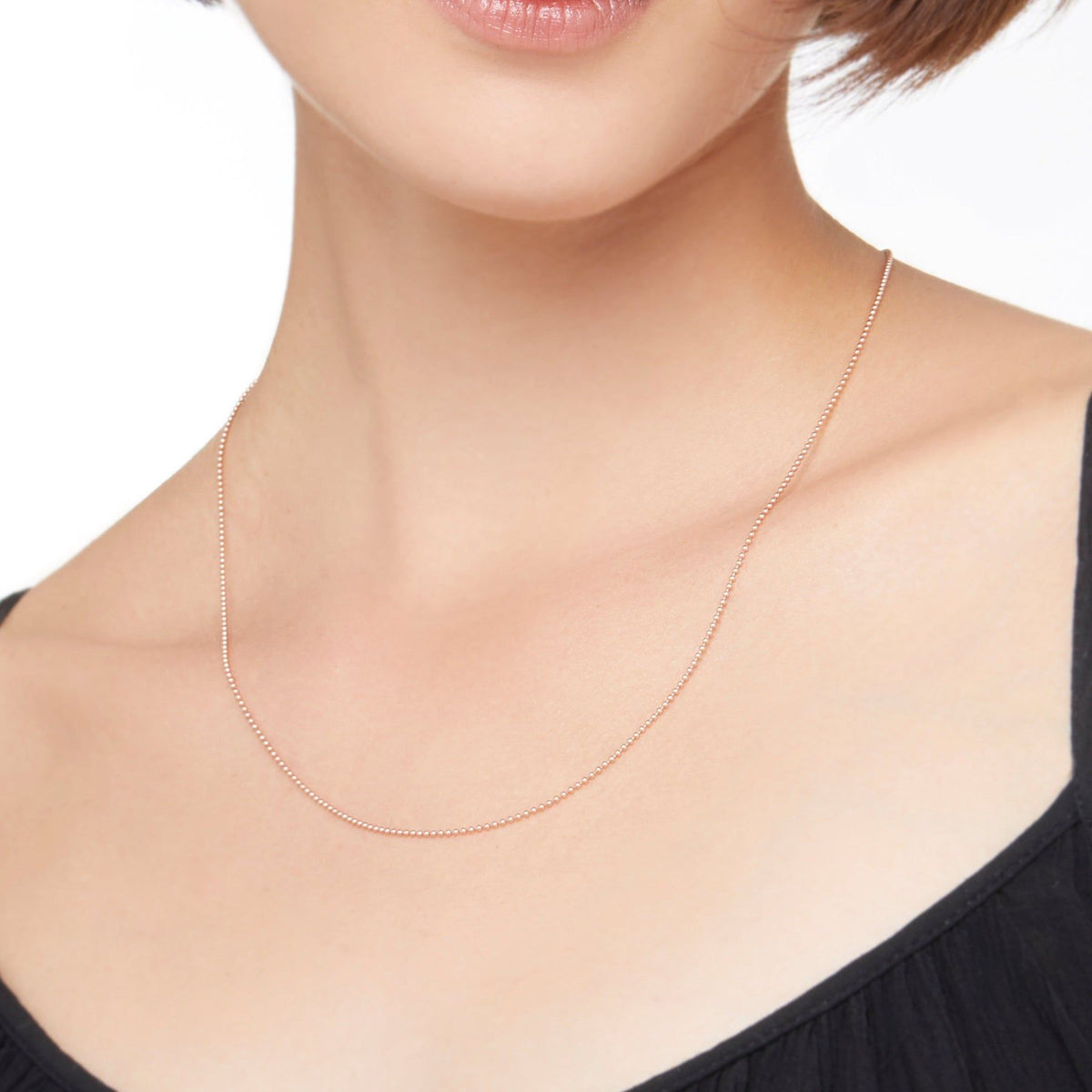 9k rose gold bollicine necklace with 9k rose gold plaquette - Pink