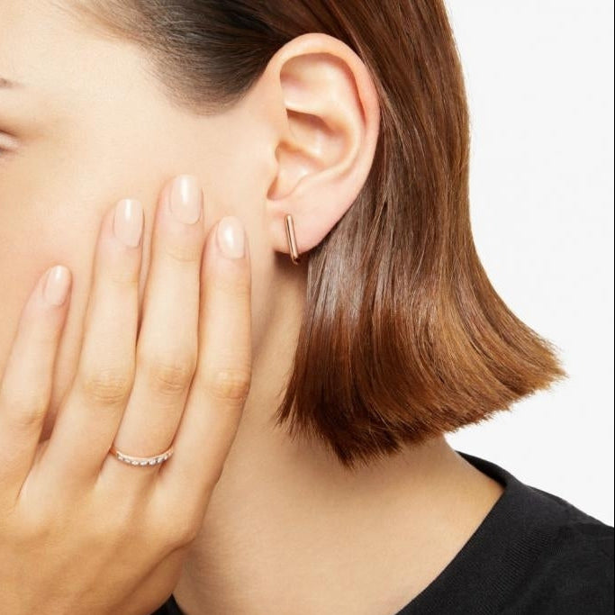 9k rose gold essential hoop earring half pair - Pink
